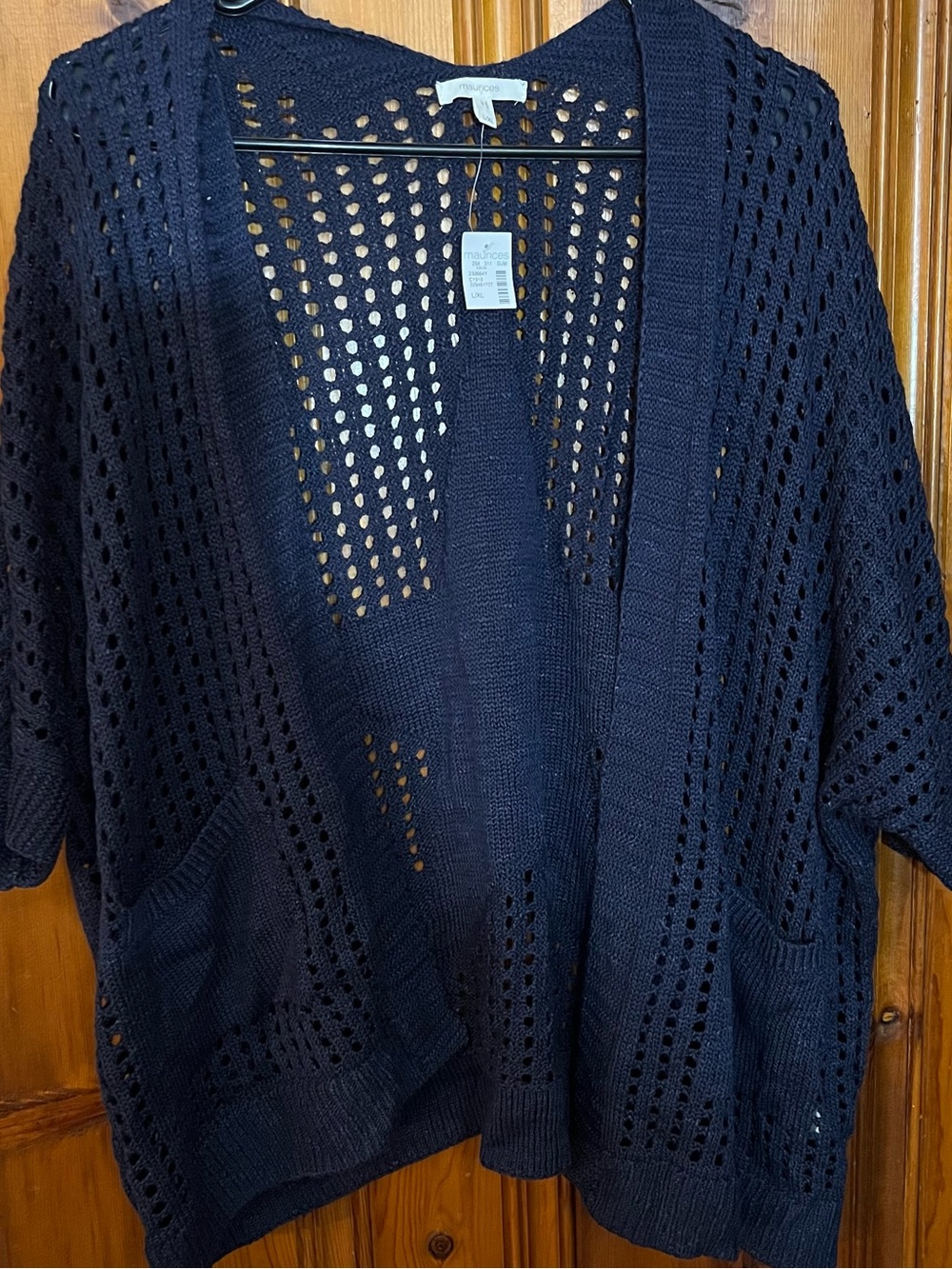 XL Open-Knit Black Women's Cardigan Sweater